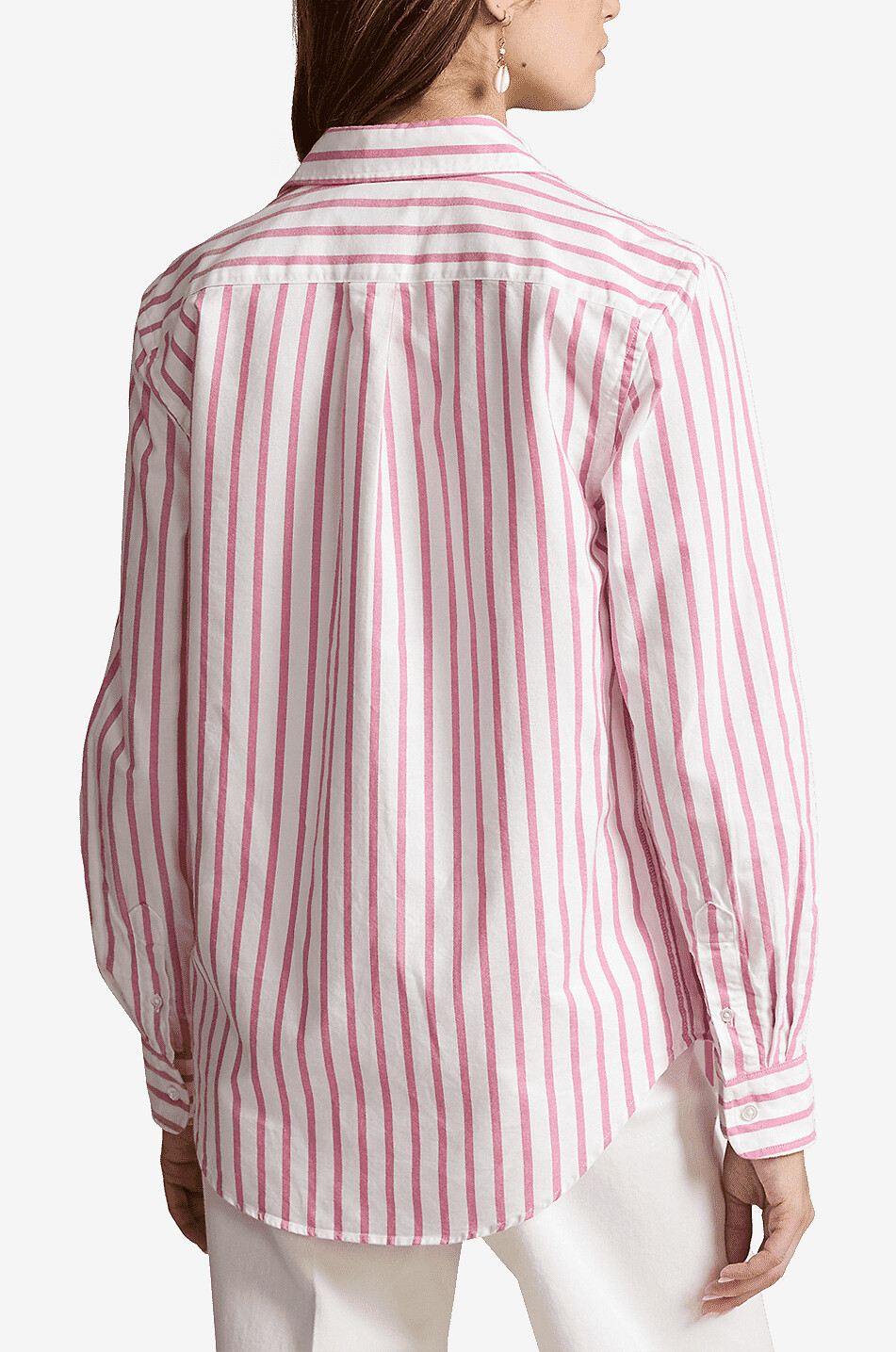 POLO RALPH LAUREN Striped Oxford cotton relaxed-fit shirt Women PINK 3