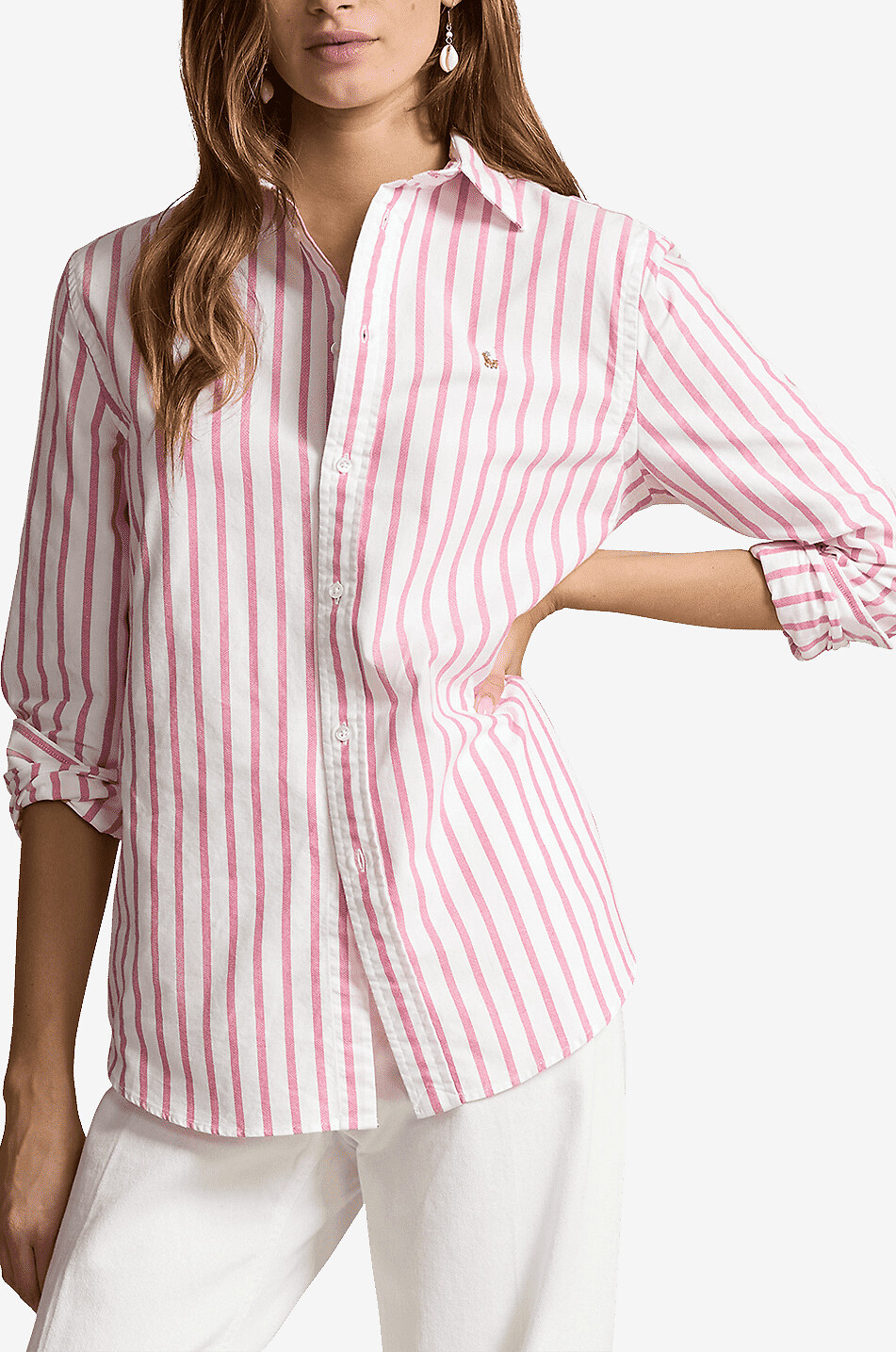 Striped Oxford cotton relaxed fit shirt