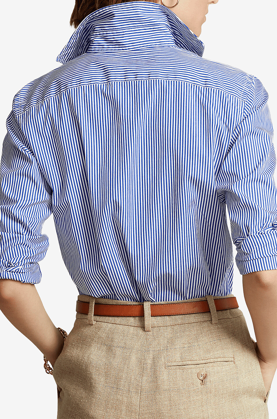 POLO RALPH LAUREN Pony striped cotton poplin shirt Women MEDIUM BLUE 5