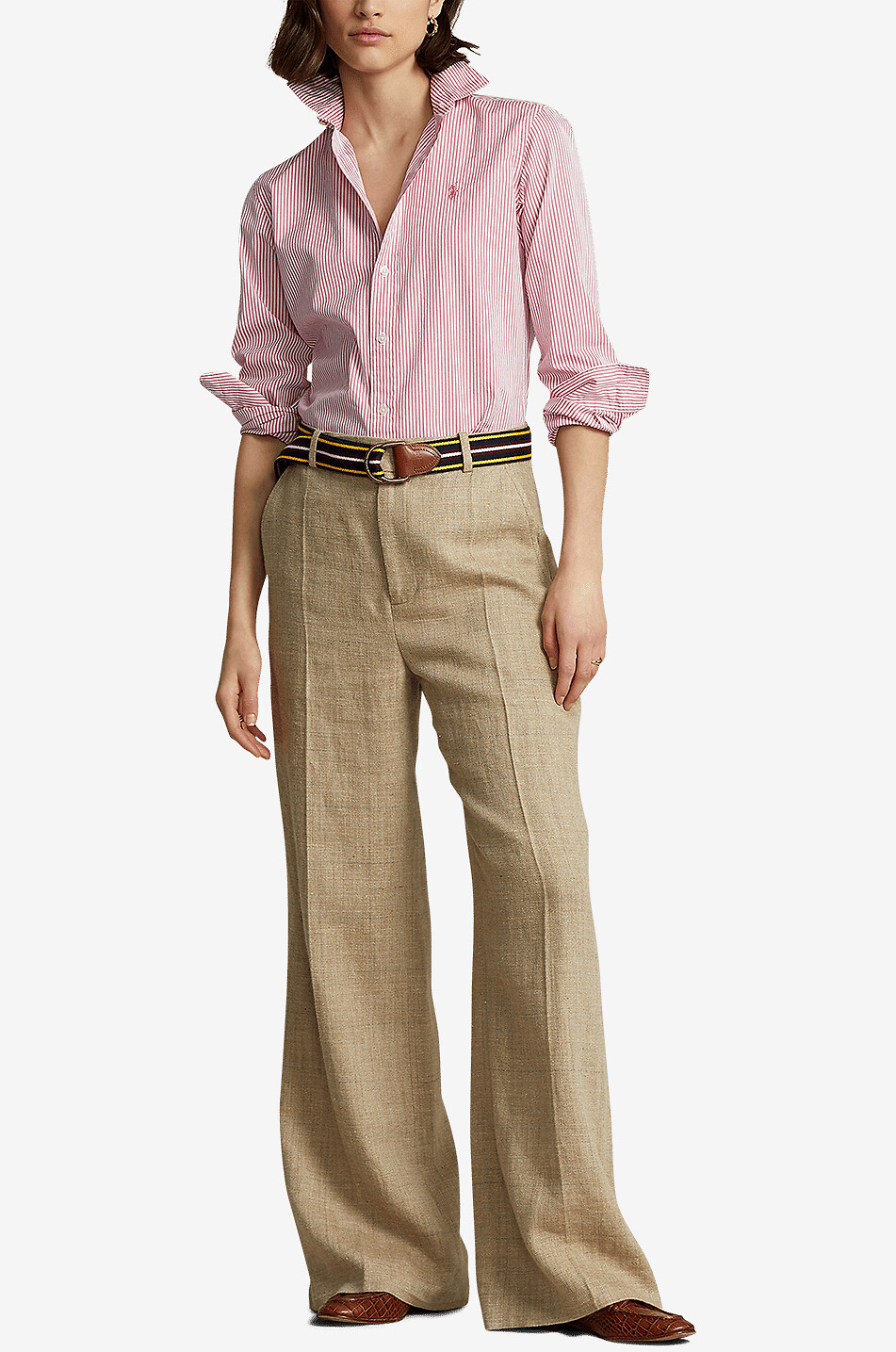 POLO RALPH LAUREN Pony striped cotton poplin shirt Women PINK 6