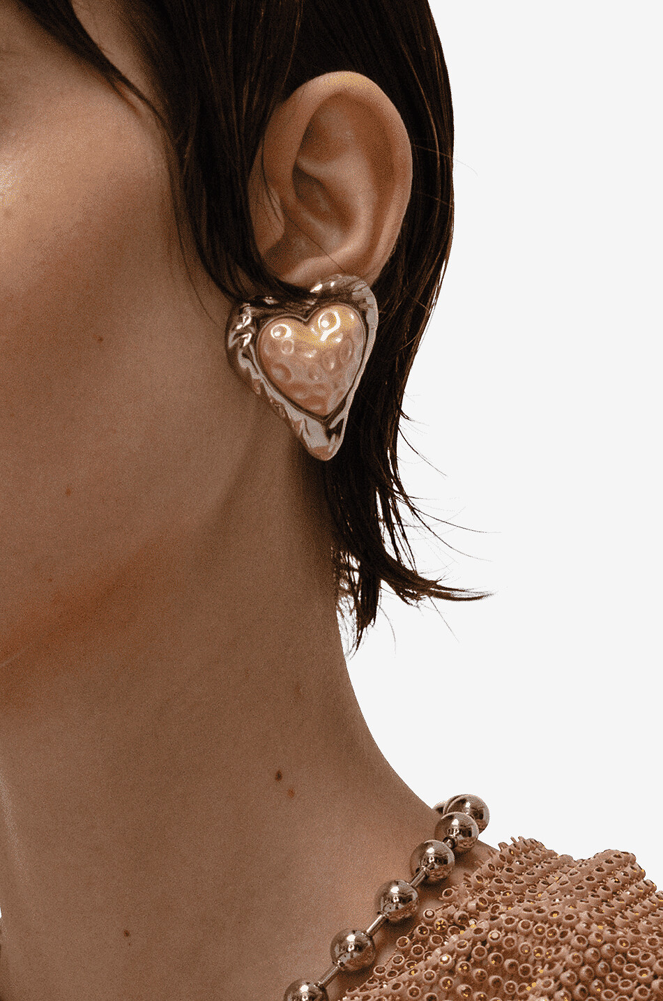 JULIETTA Clips d'oreilles en forme de coeur Heart Studs Femme GRIS 2