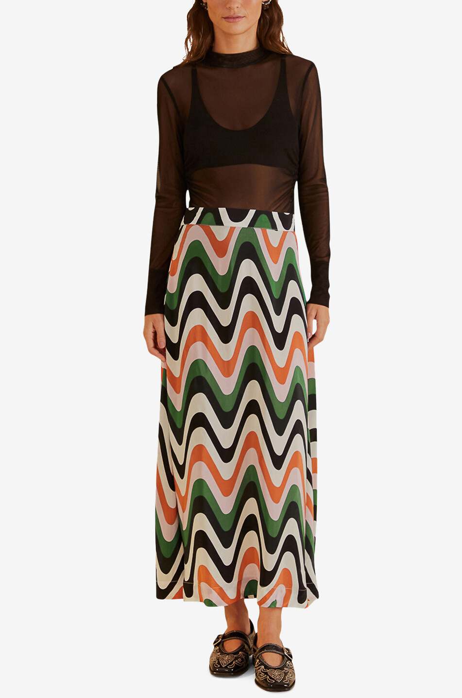 Jupe midi fluide Wave Gradient
