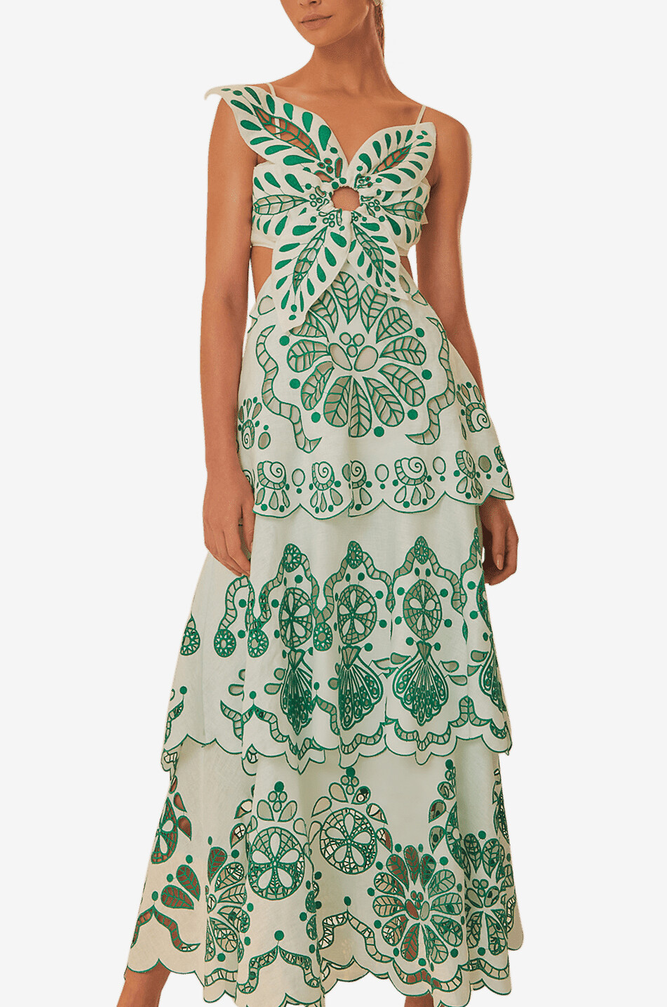 Robe à bretelles en lin à broderies anglaises Flower Richelieu