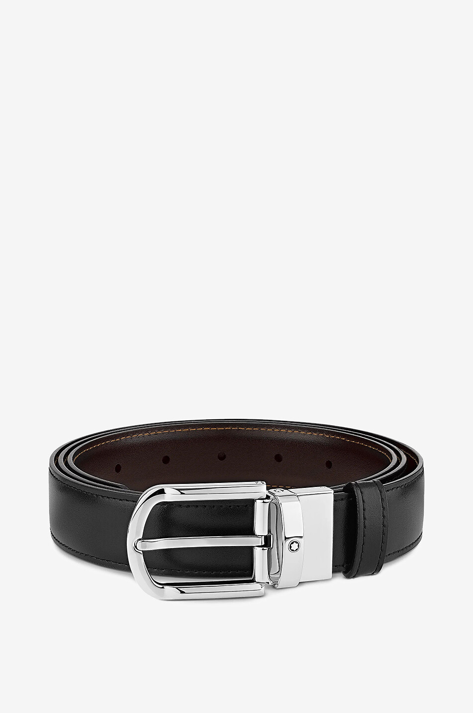 Reversible belt in black and brown smooth leather