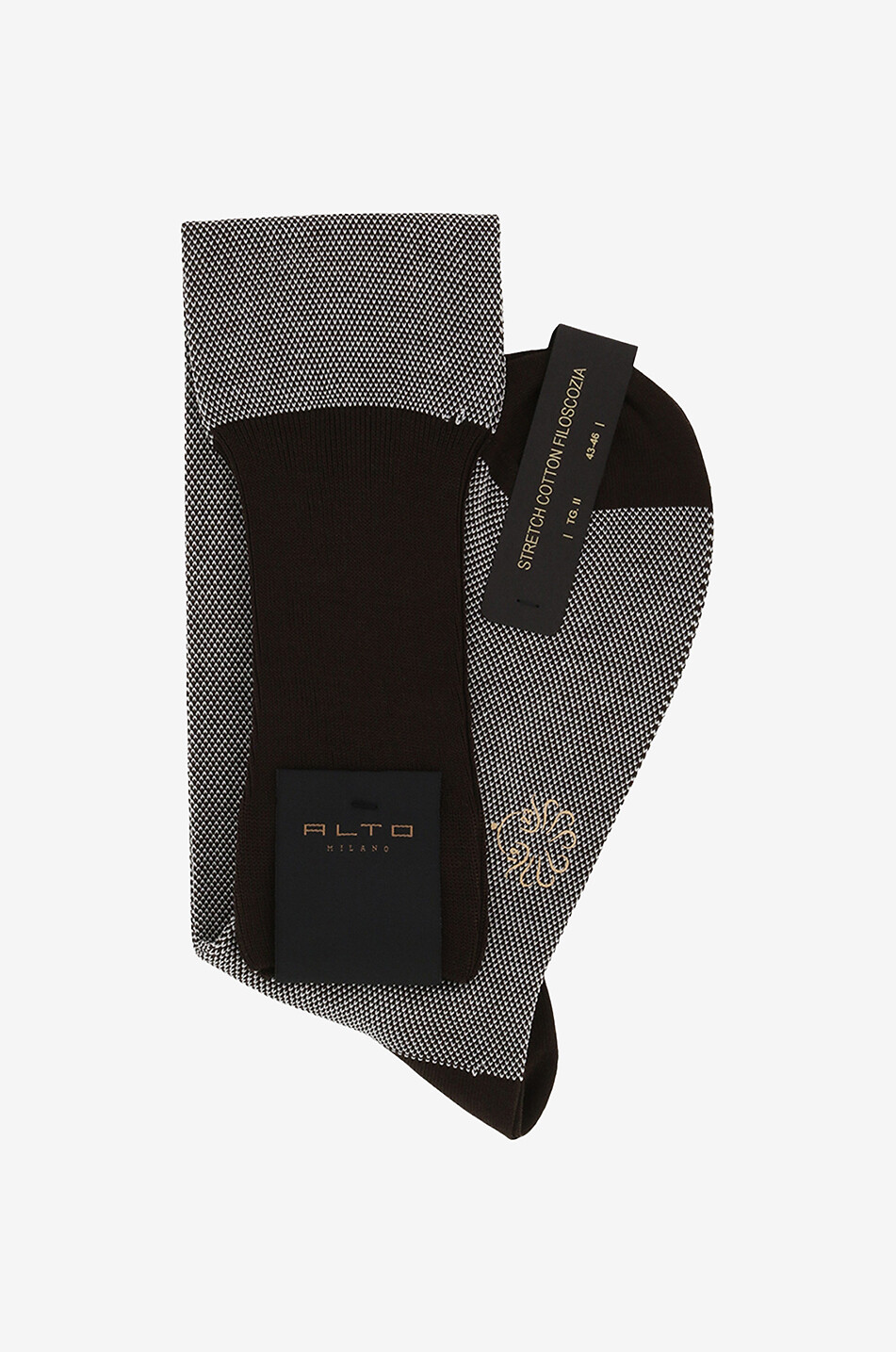 ALTO MILANO Hohe Socken aus Baumwolle No. 218 Herren DUNKELBRAUN 1