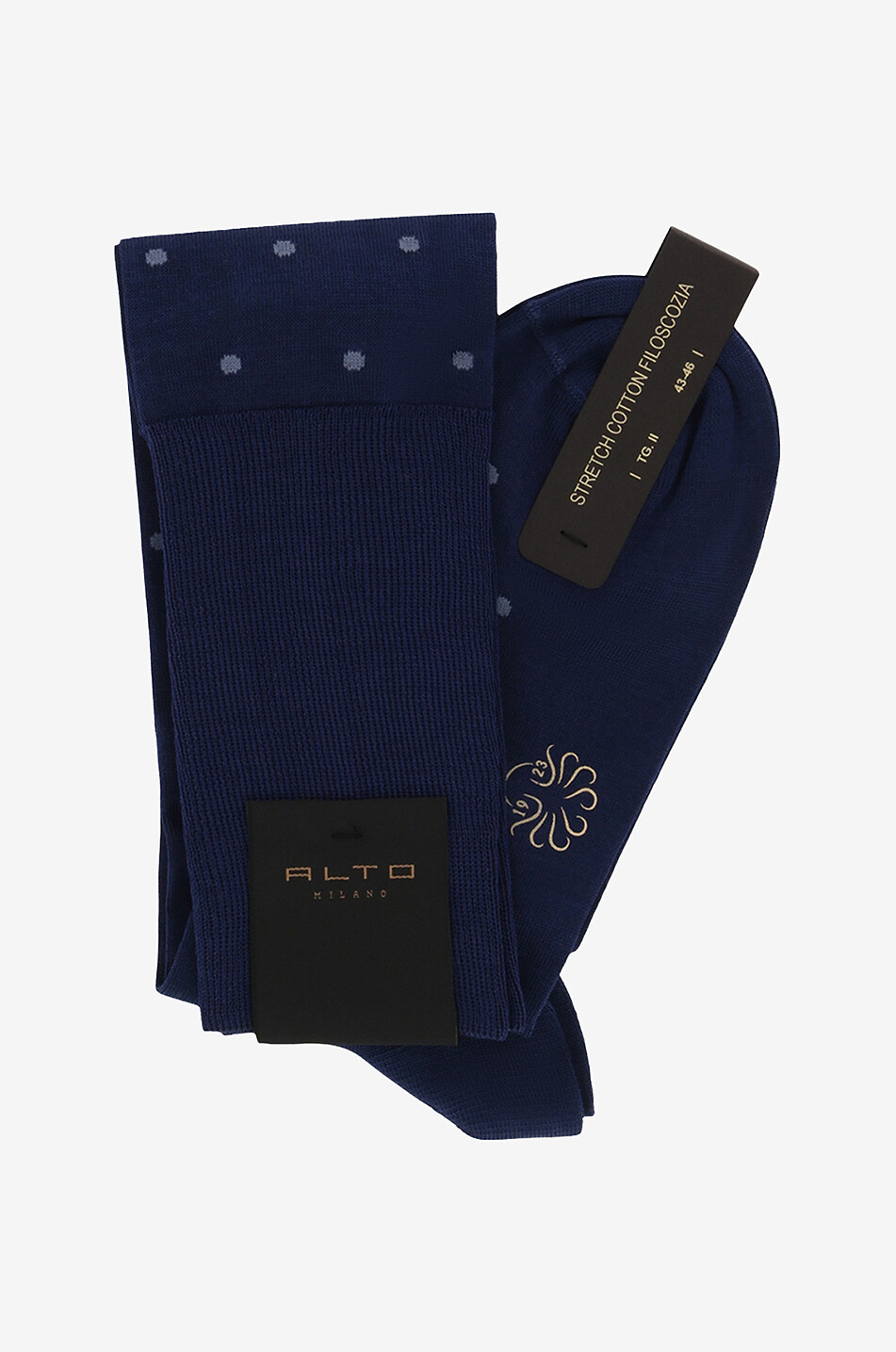 ALTO MILANO Hohe Socken aus Baumwolle No. 219 Herren MITTELBLAU 1