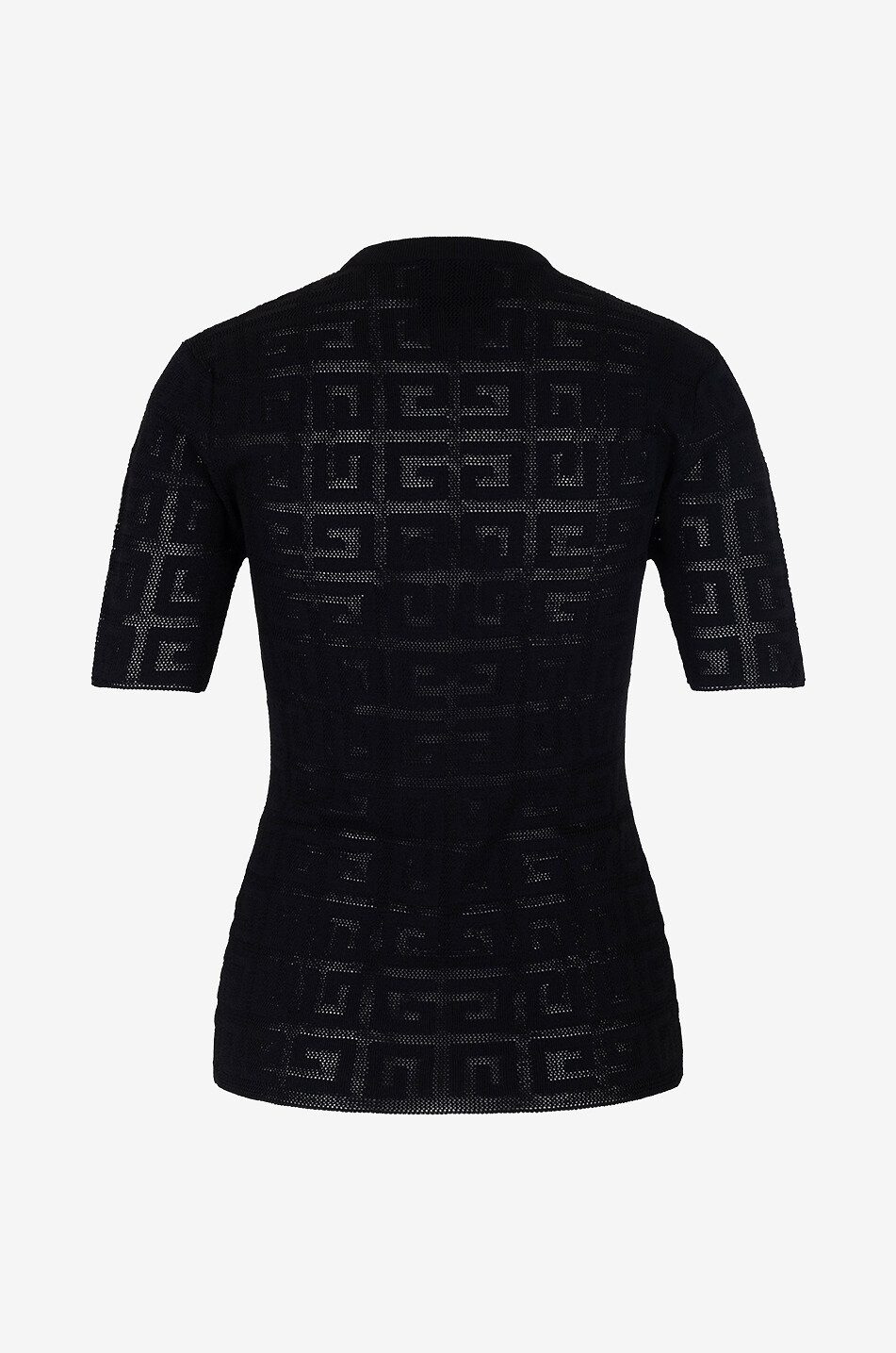 4G short sleeved openwork jacquard jumper