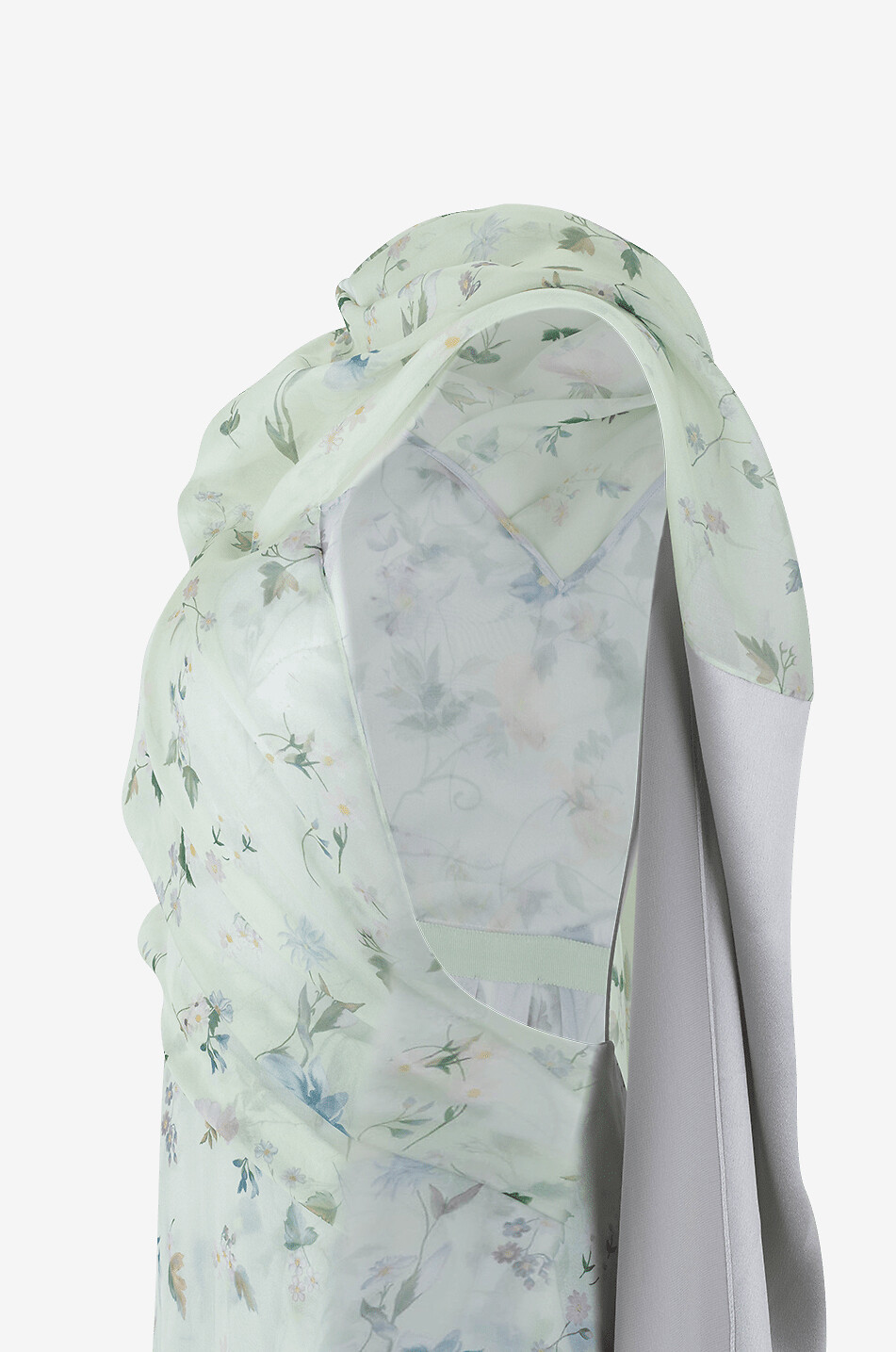 GIVENCHY Asymmetric draped chiffon dress with necktie Women MULTI COLOURED 3