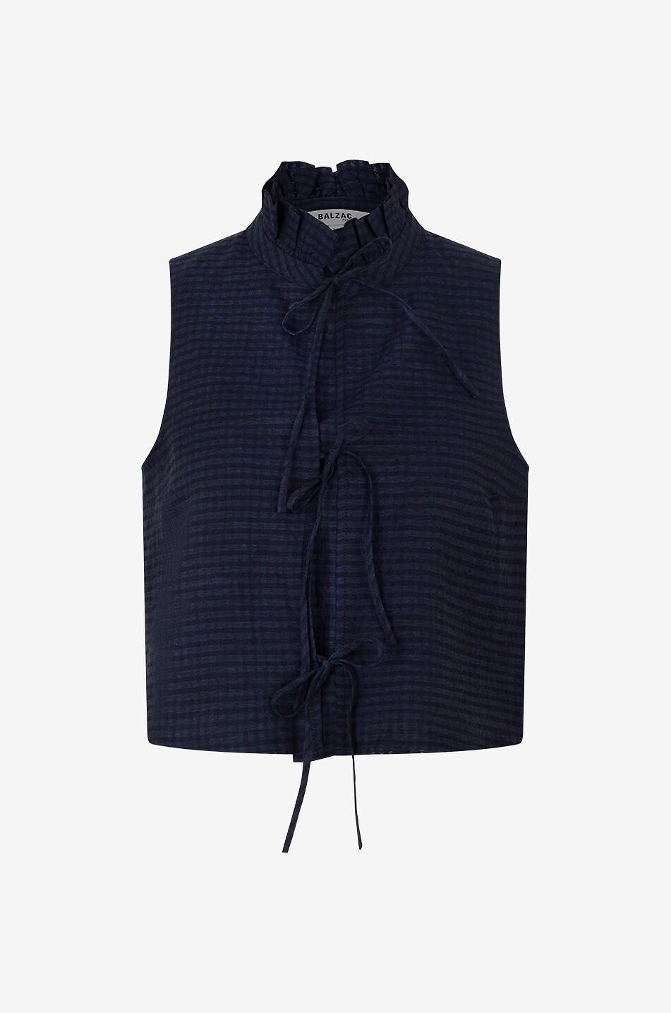 Top boxy sans manches à carreaux vichy Gersende