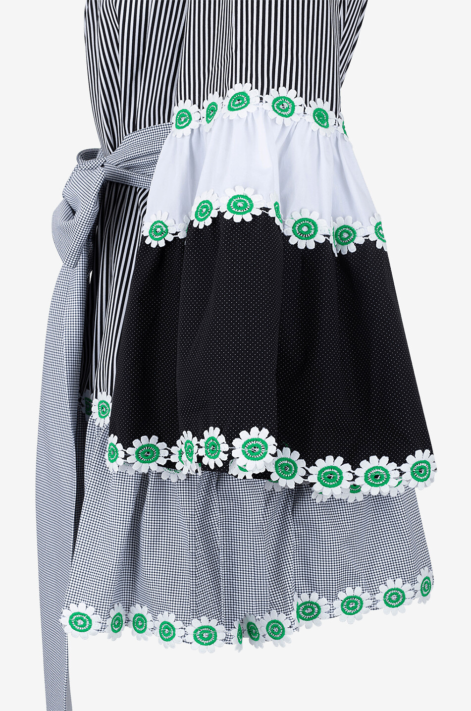 Alonisos stripe and floral adorned A-line dress