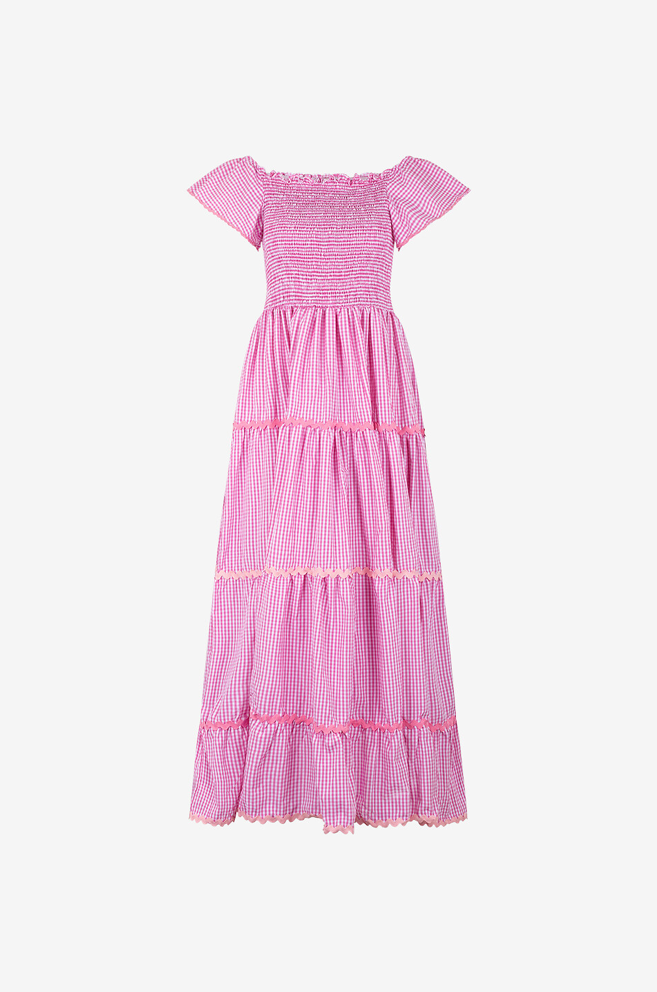 FLORA SARDALOS Robe longue à carreaux vichy Karpathos Femme ROSE 1