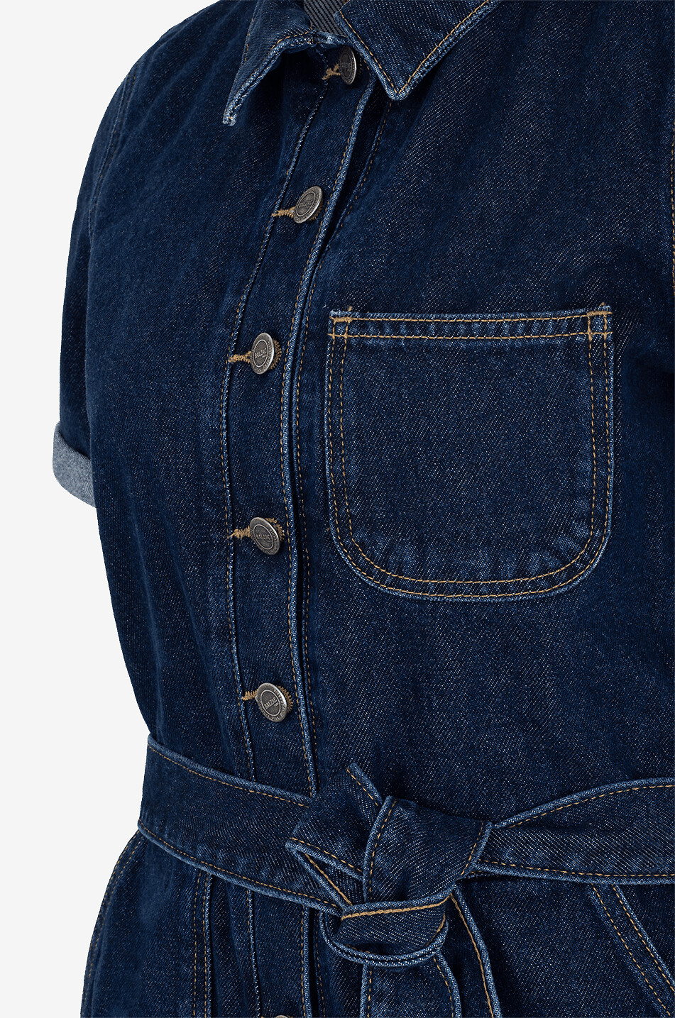 Combi-court en denim Floralie Bleu Nuit