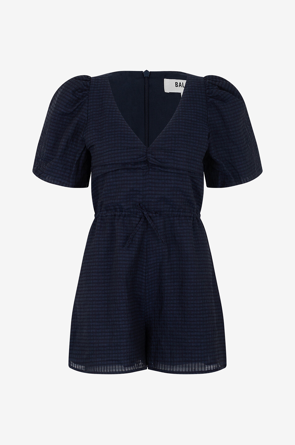 Kurzoverall aus kariertem Leinen Lison