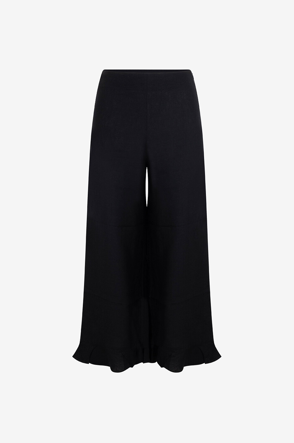 Leinenhose mit verkürztem weitem Bein und hoher Taille Clara Ruffled