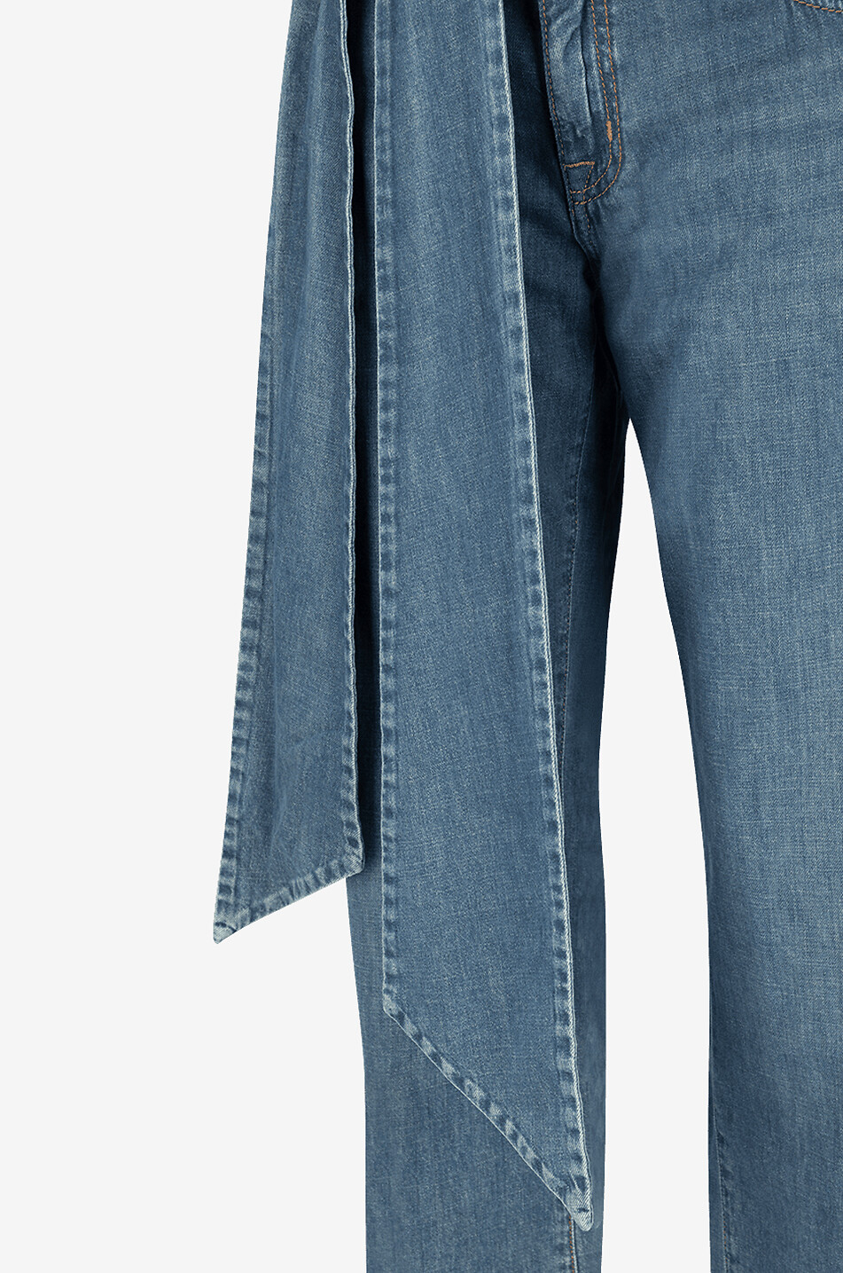 Jean large en coton avec ceinture à nouer