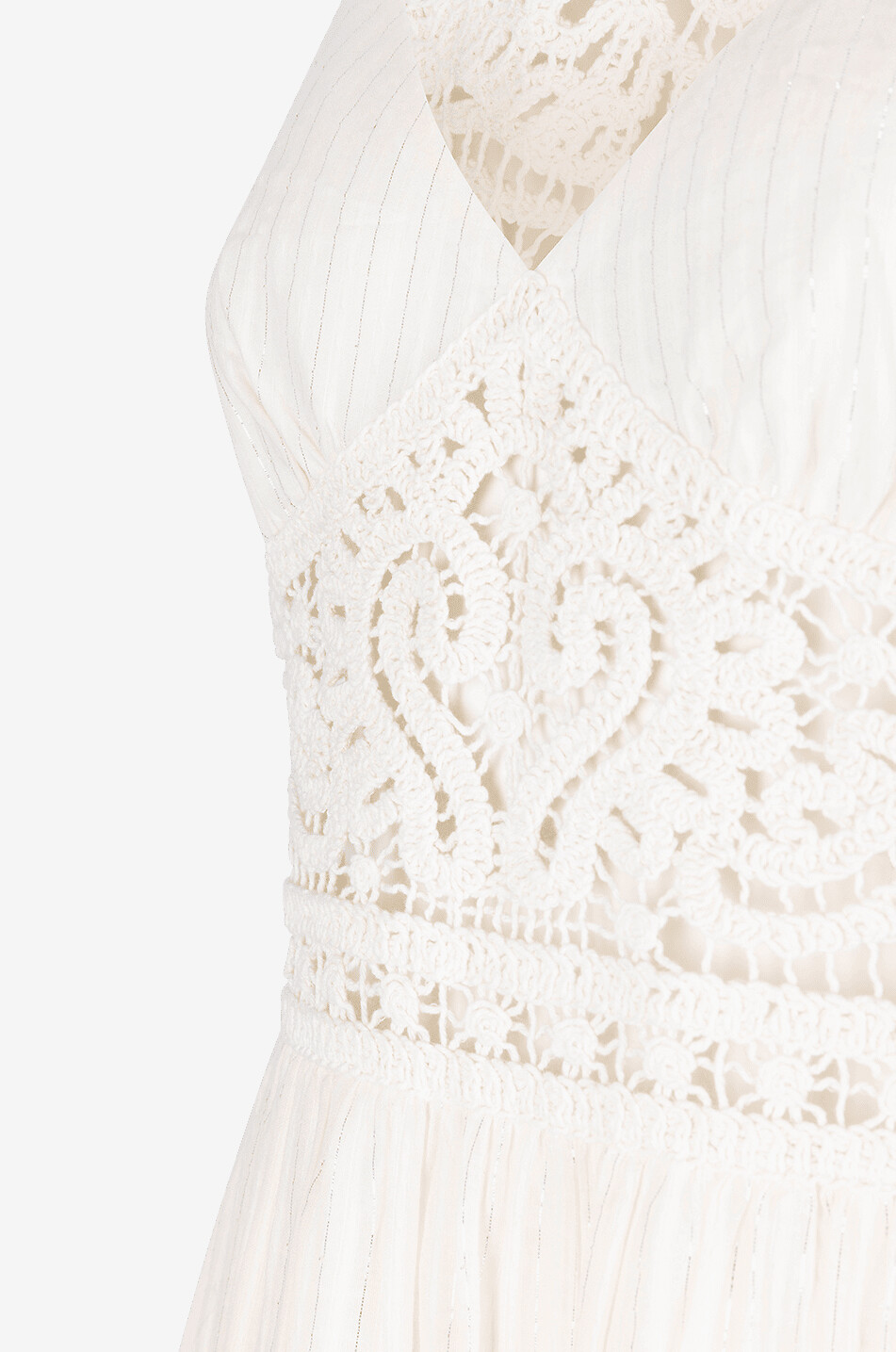 Langes Trägerkleid aus Baumwolle mit Häkeldetails