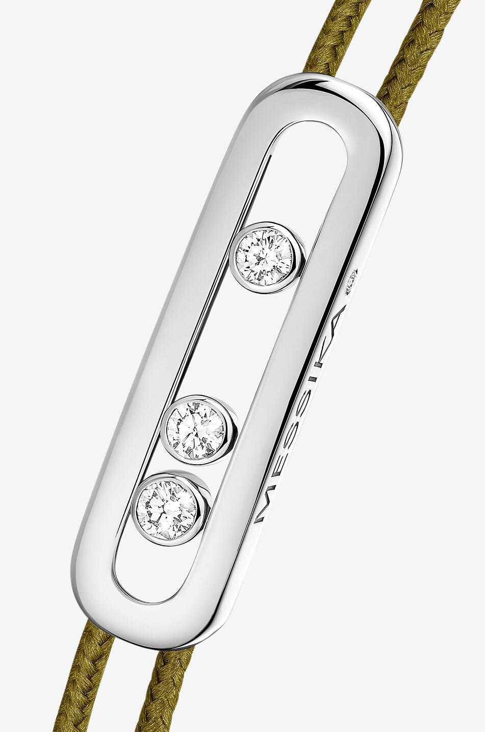 MESSIKA Bracelet sur cordon détail or blanc et diamant Messika Care(s) Kaki Femme BLANC 3