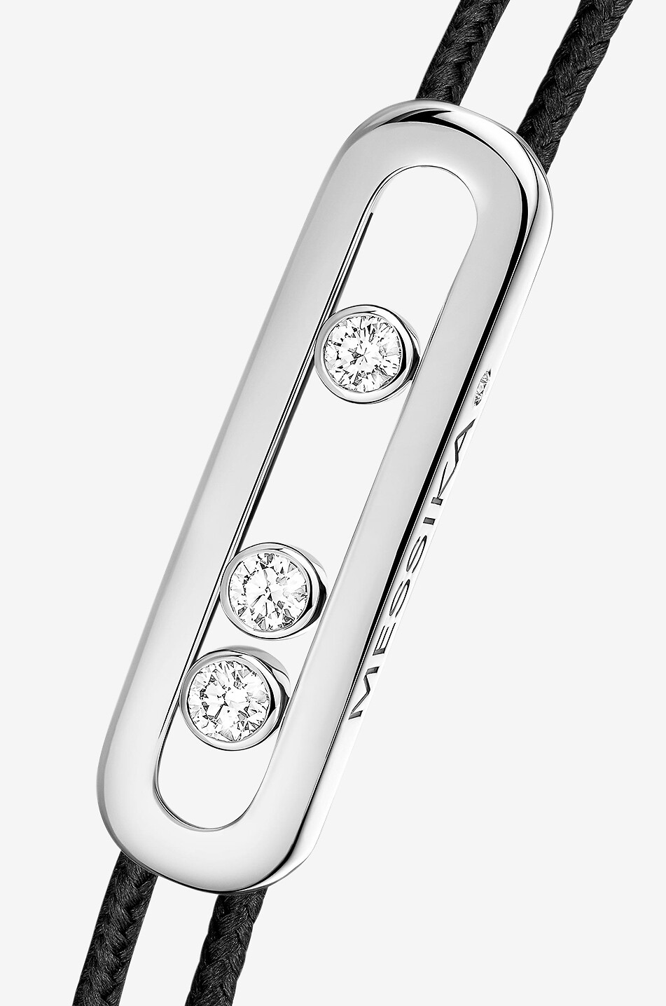 MESSIKA Bracelet sur cordon détail or blanc et diamant Messika Care(s) Noir Femme BLANC 3