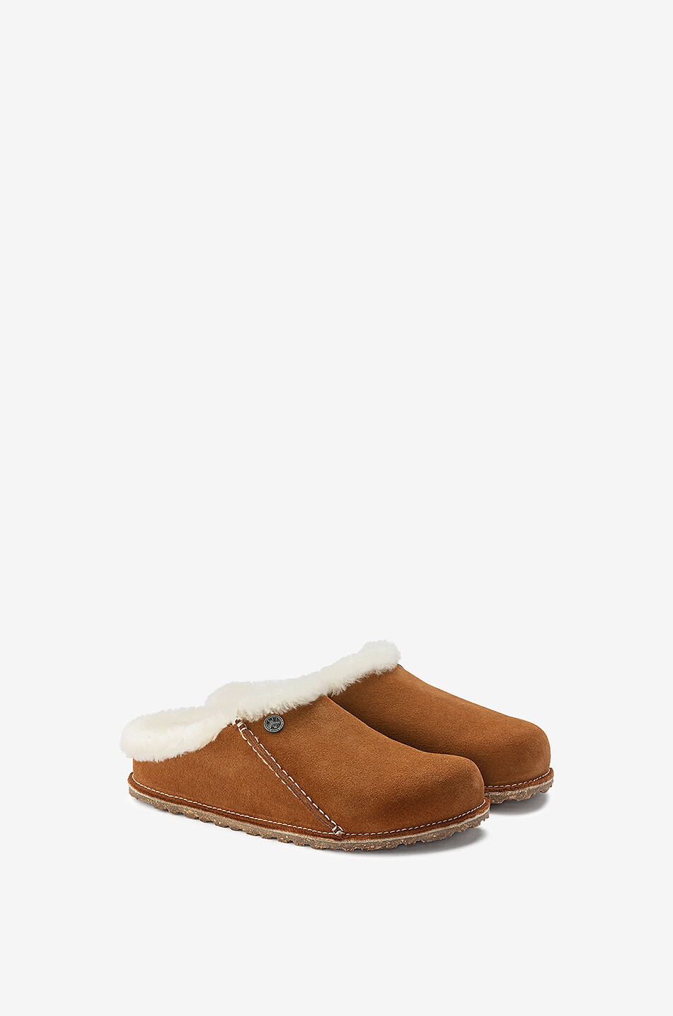 BIRKENSTOCK Pantoufles en daim rembourrées Zermatt Premium Femme MARRON CLAIR 4