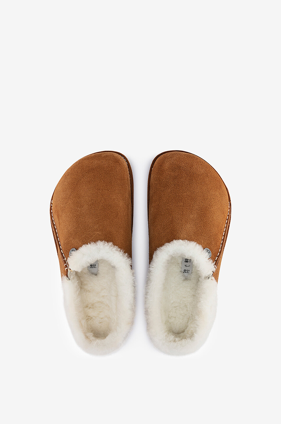 BIRKENSTOCK Pantoufles en daim rembourrées Zermatt Premium Femme MARRON CLAIR 5