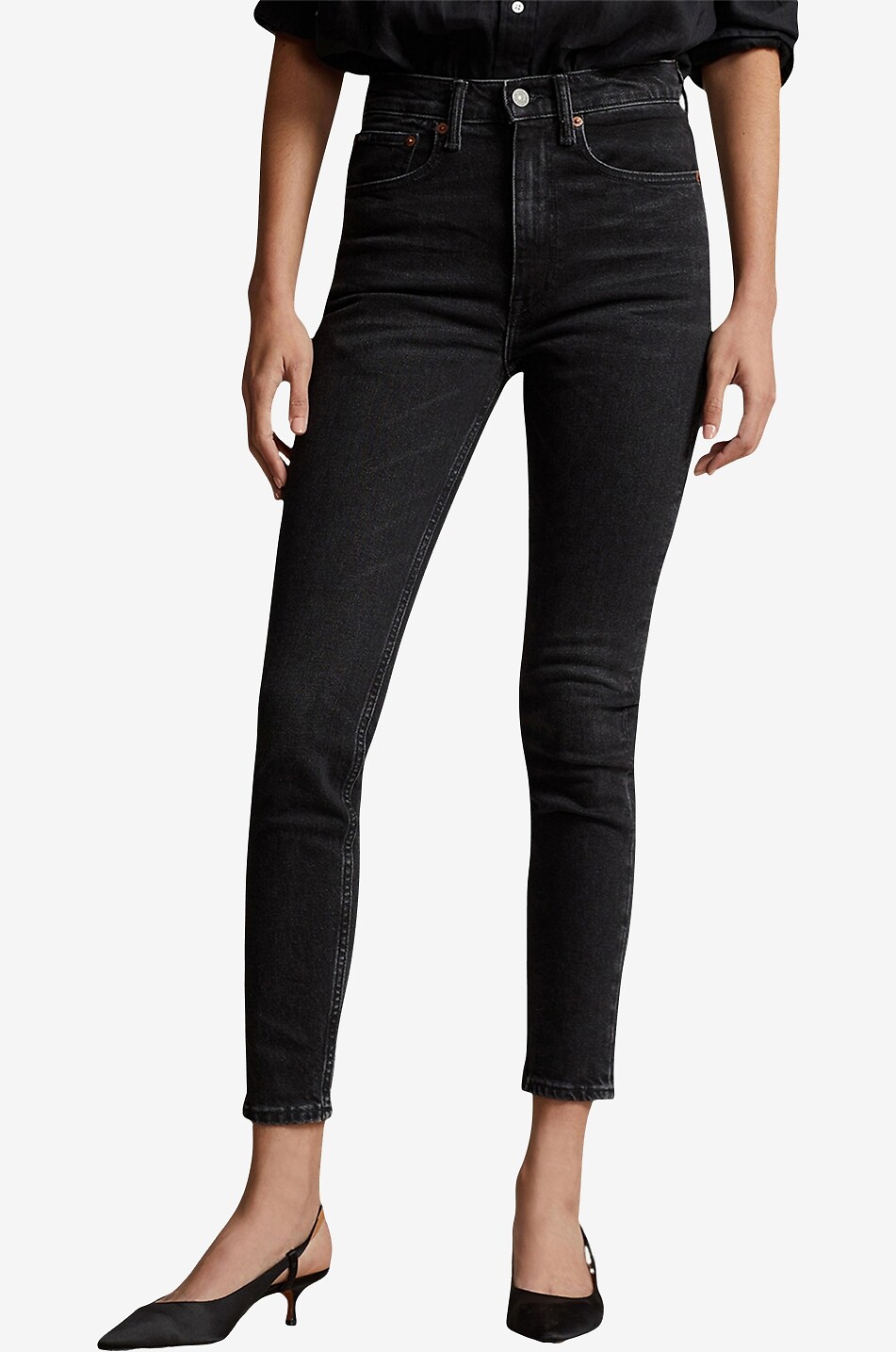 Verkürzte Jeans mit hoher Taille Ultra-Slim Parker
