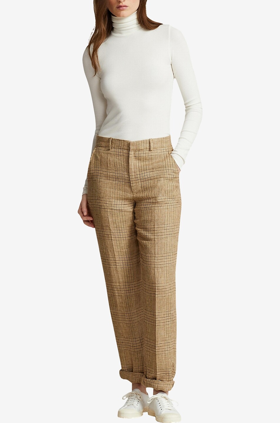 POLO RALPH LAUREN Pull chaussette léger à col roulé Femme BLANC CASSE 4