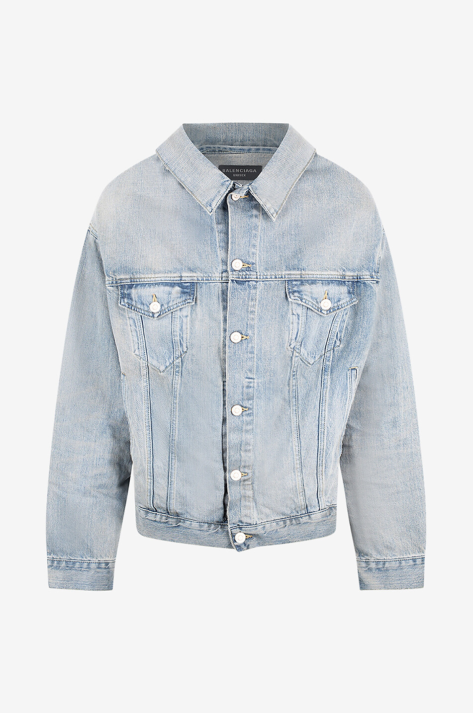 Off Shoulder organic denim distressed jacket