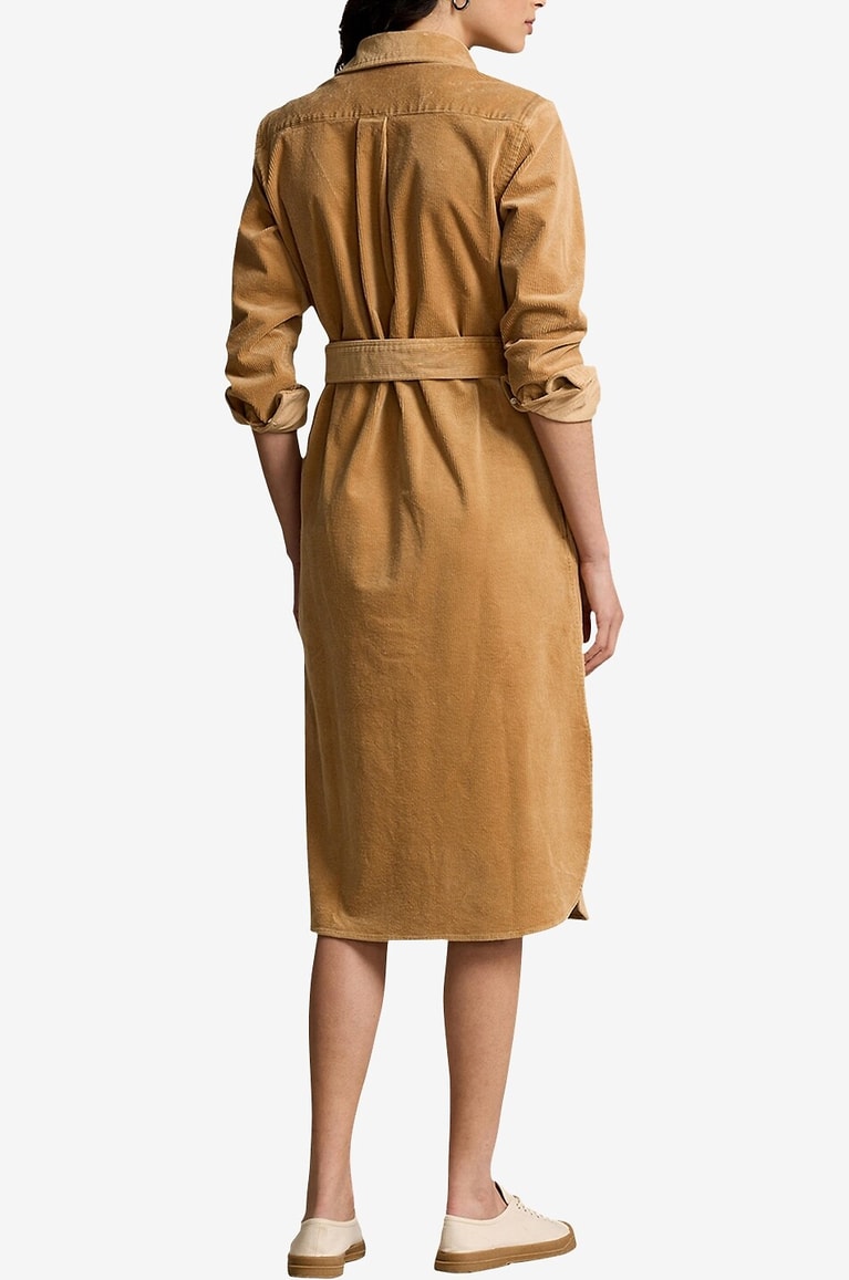 Robe Femme Velours Côtelé Longue Ample Coton Vintage – Tunique Midi Col Rond Poches Décontractée