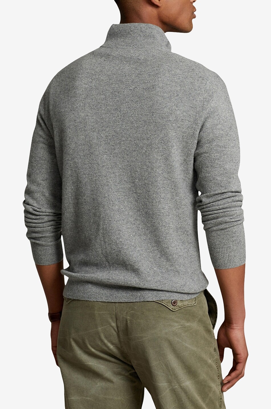 POLO RALPH LAUREN Pony half-zip stand-up collar wool jumper Men LIGHT GREY 3