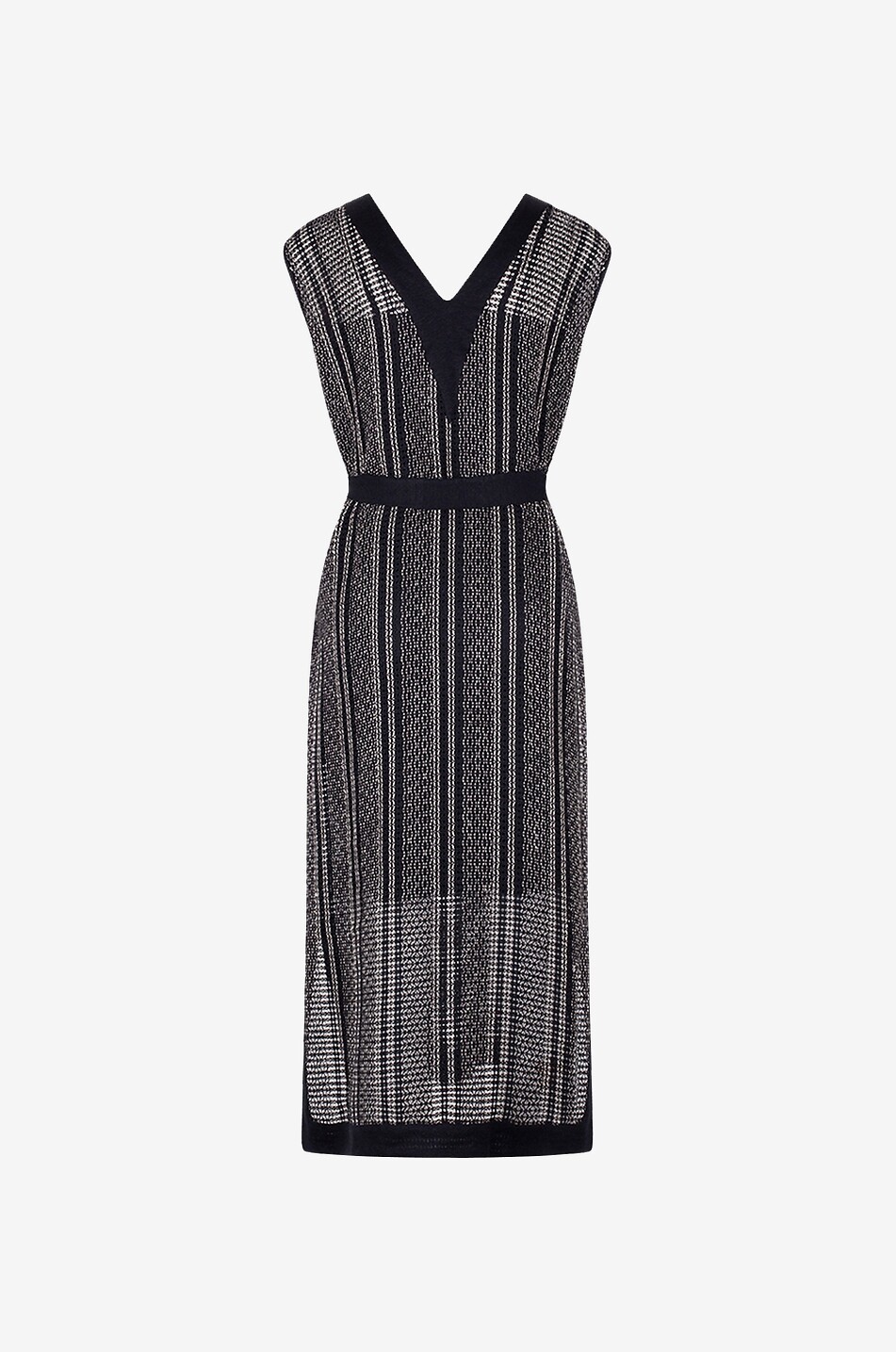 KITON Ärmelloses Häkel-Midikleid mit Streifen Damen SCHWARZ 2
