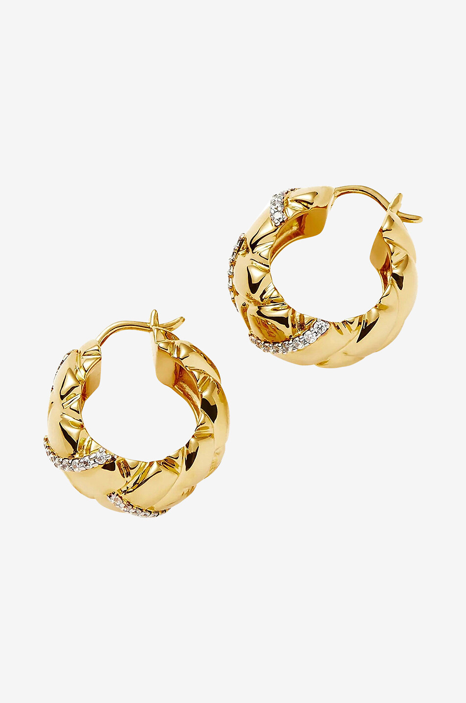 MISSOMA Créoles épaisses dorées à zircons Lucy Williams Chunky Pavé Waffle Small Femme DORE 2