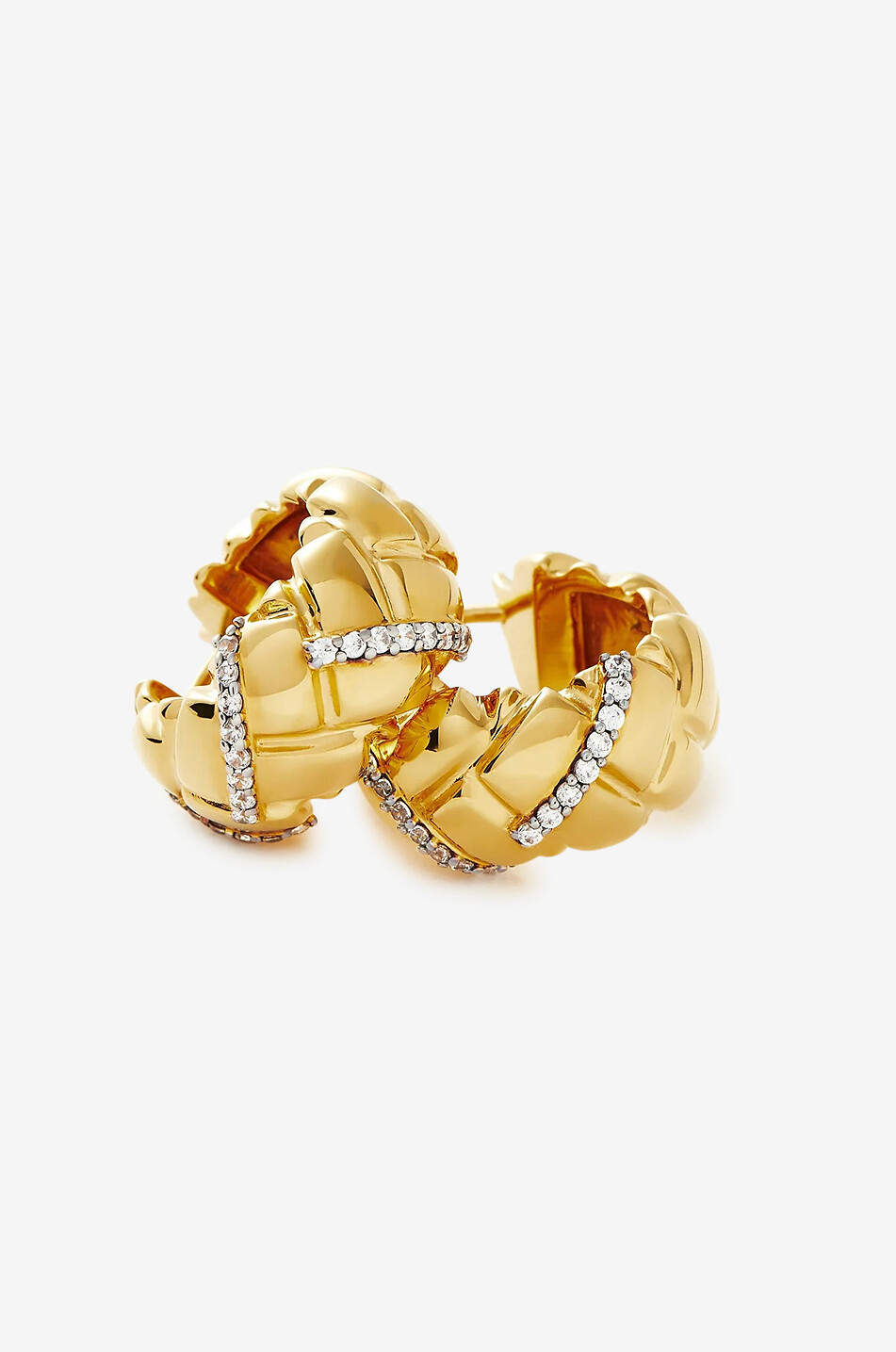 MISSOMA Créoles épaisses dorées à zircons Lucy Williams Chunky Pavé Waffle Small Femme DORE 4