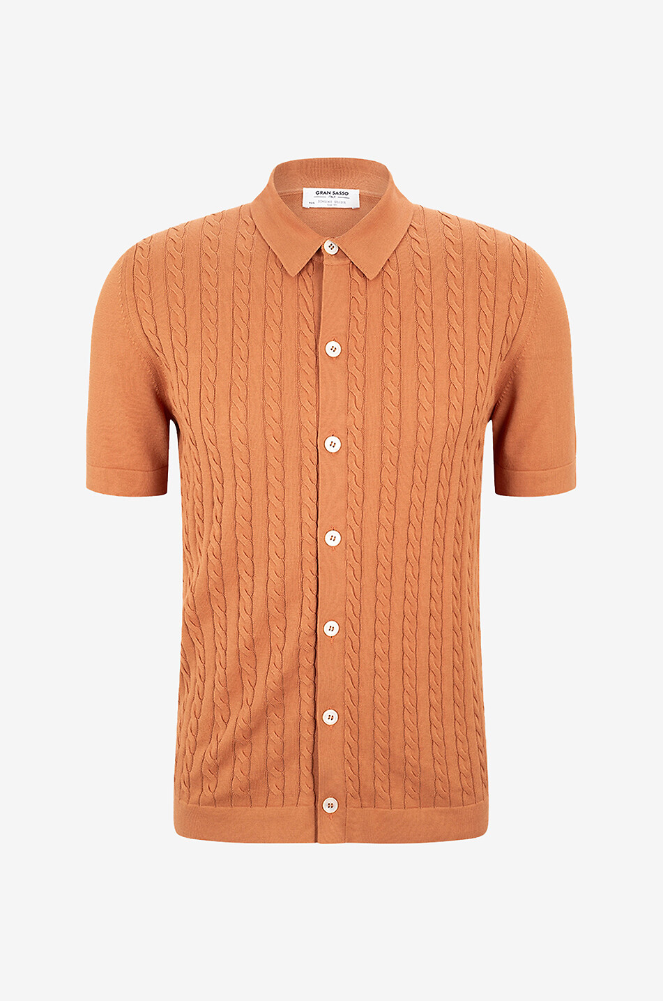 Kurzärmeliges Zopfstrick-Hemd