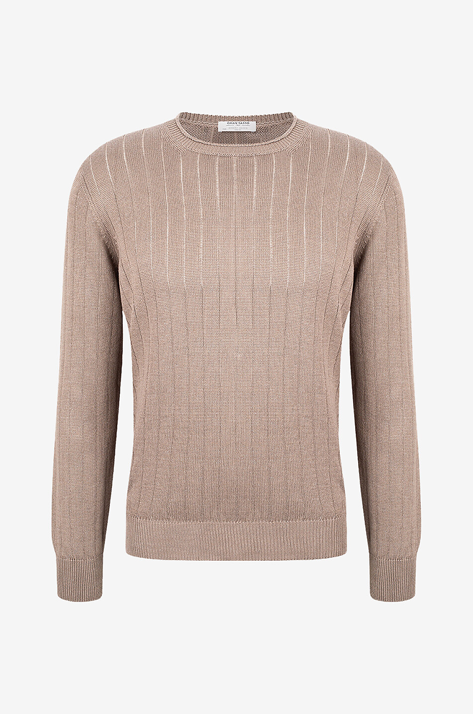 Pull à col rond en lin et coton ajouré