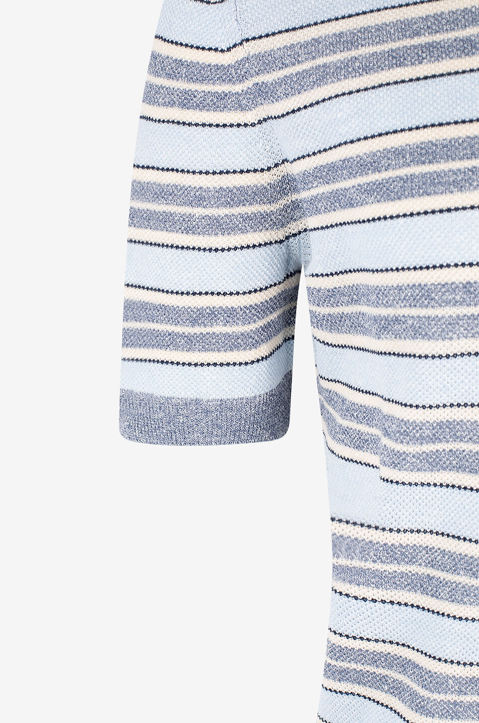 GRAN SASSO Gestreifter Kurzarm-Pullover aus Baumwolle und Leinen Herren MITTELBLAU 3