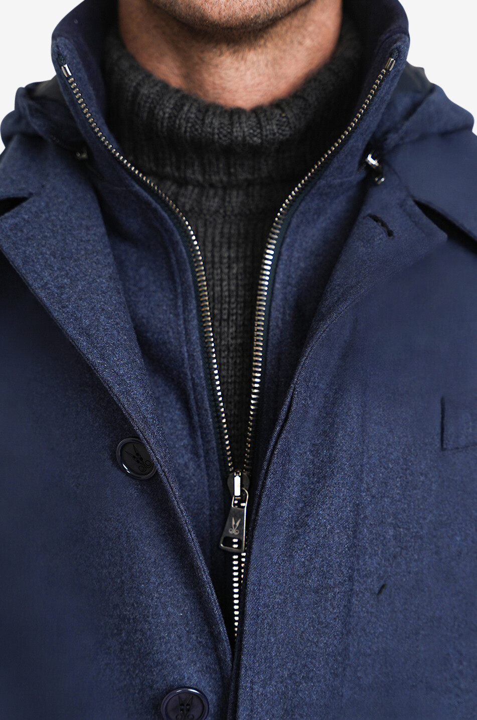 Wool three-quarter length coat
