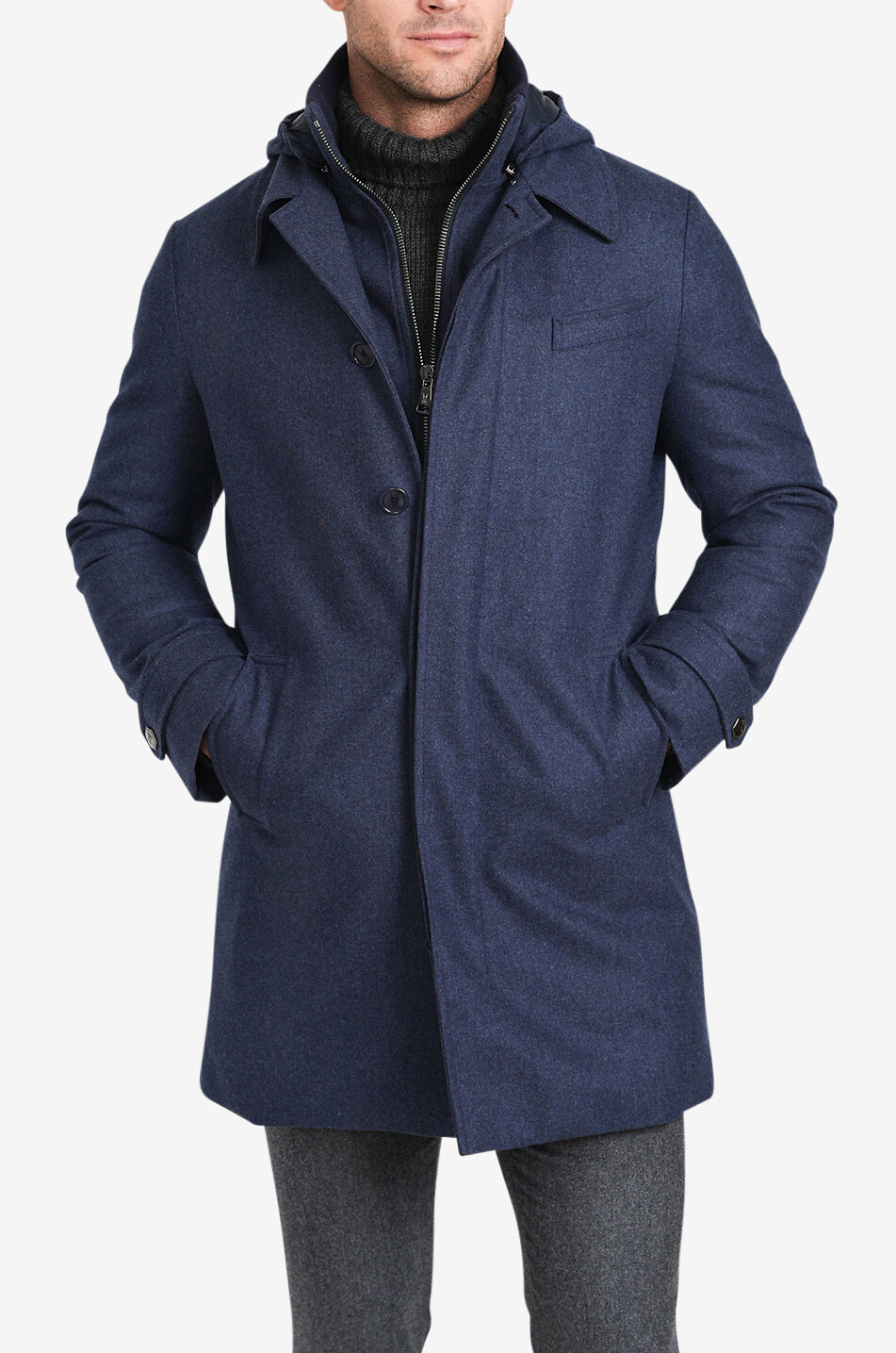 NORWEGIAN WOOL Wool three-quarter length coat Men MEDIUM BLUE 3