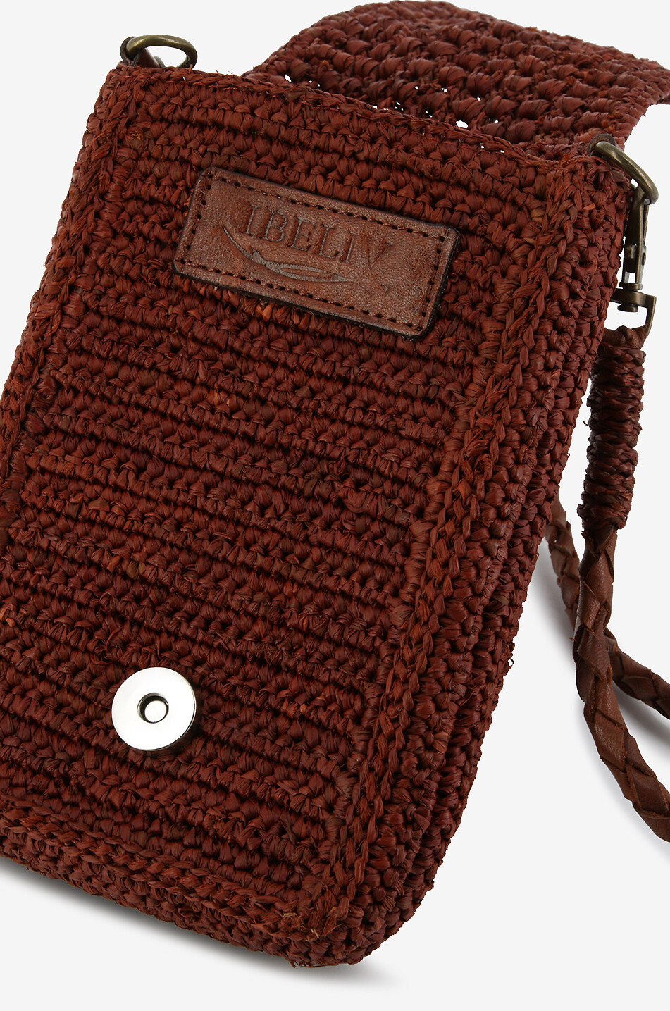 IBELIV Smartphonetasche aus Raffiabast Vao Damen DUNKELBRAUN 5