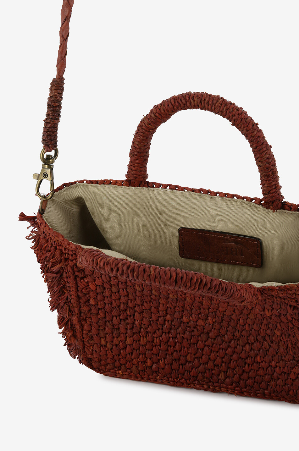 IBELIV Handtasche aus Raffiabast Cocktail Damen DUNKELBRAUN 6