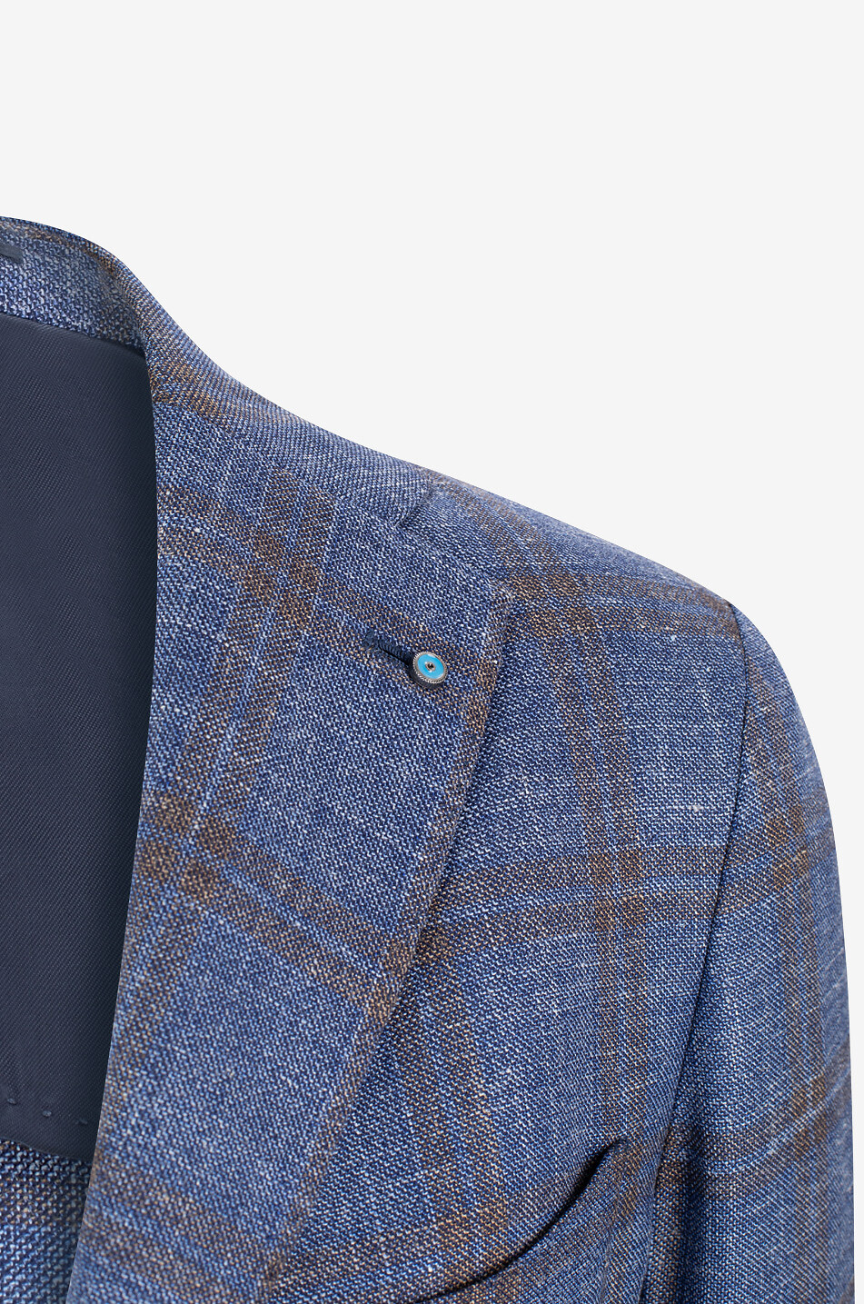 GIAMPAOLO Karierter Blazer aus Schurwolle Seide und Leinen Herren MITTELBLAU 3