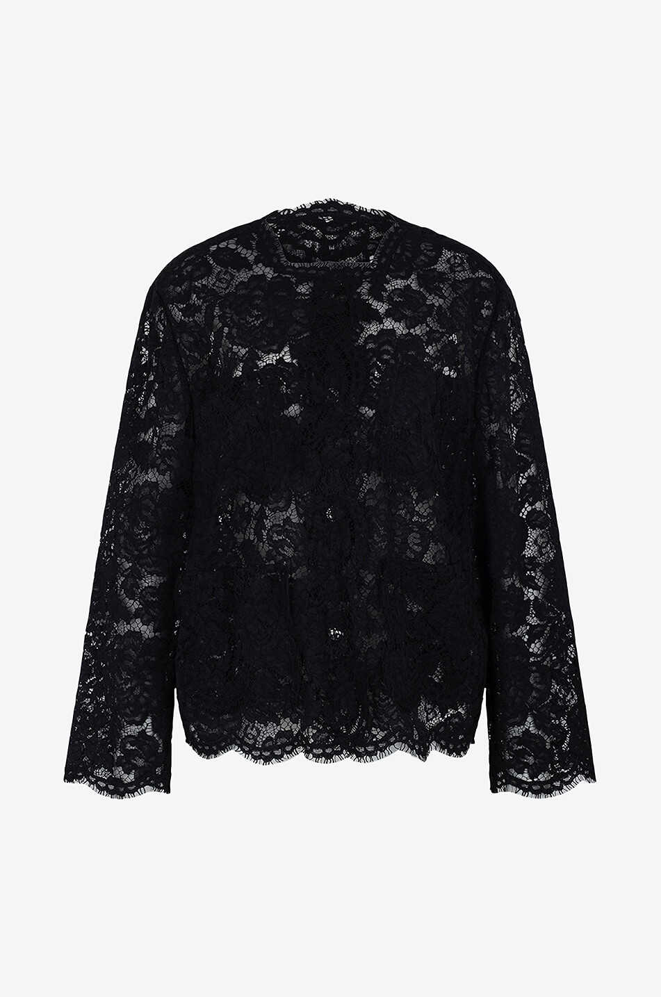 DOLCE & GABBANA Top à manches longues en dentelle Femme NOIR 1