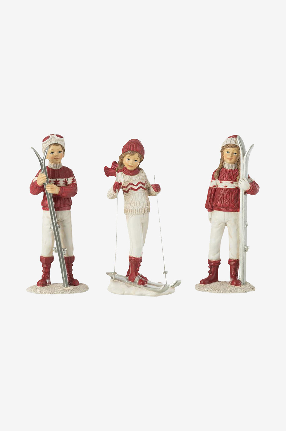JOLIPA Lot de figurines skieurs décoratives Maison ROUGE 1