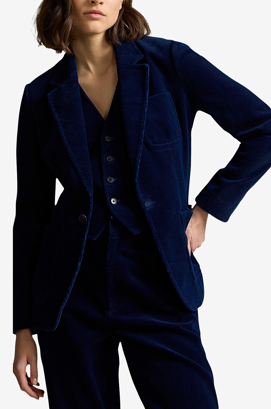 Blazer cintré en velours côtelé Indigo