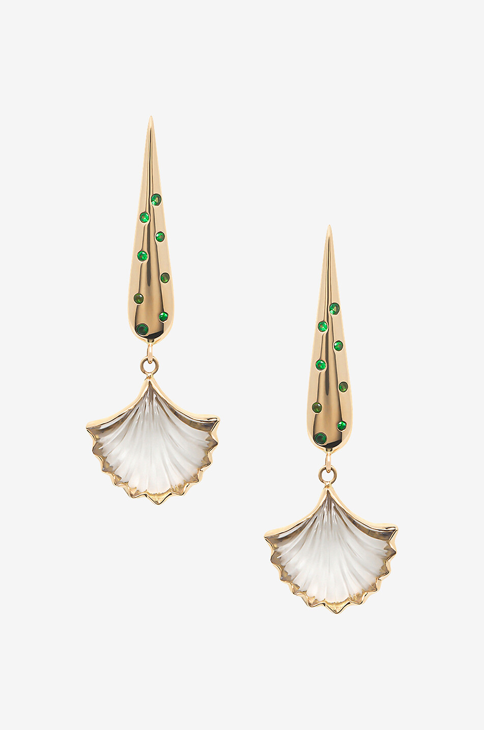 SOPHIE JOANNE Carnation Drop gold earrings with crystal and emeralds Women WHITE 1