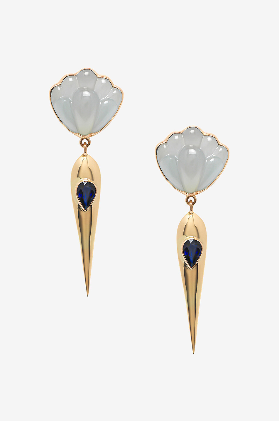 Ohrringe mit Chalcedon und Saphir Lotus