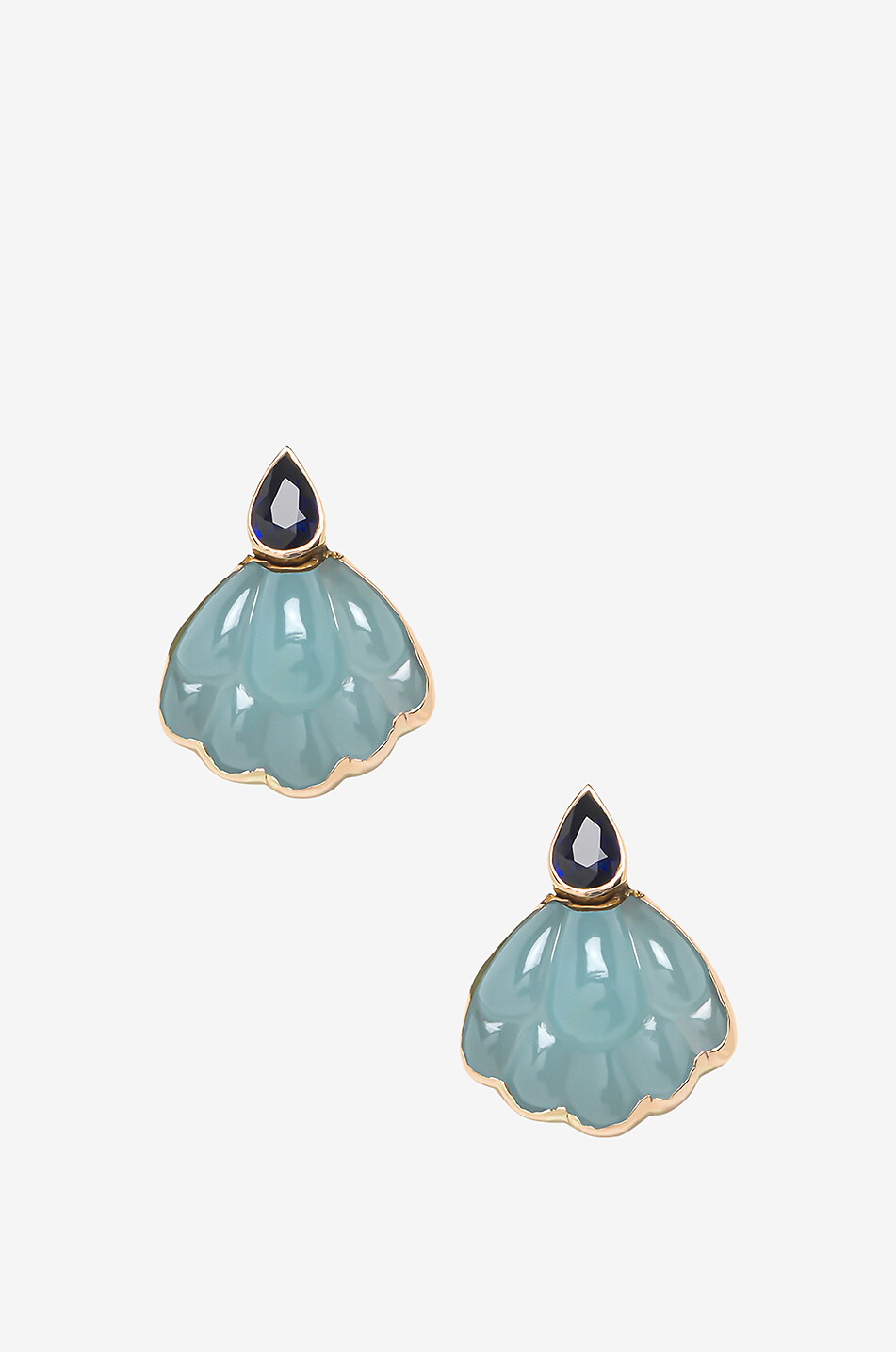 SOPHIE JOANNE Clous d'oreilles en calcédoine et saphir Lotus Femme BLEU 1