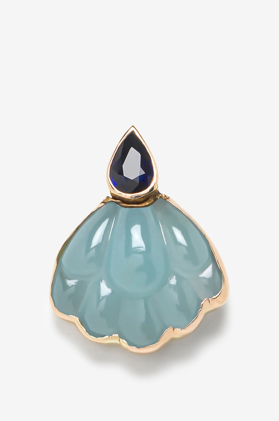 Ohrstecker aus Chalcedon und Saphir Lotus
