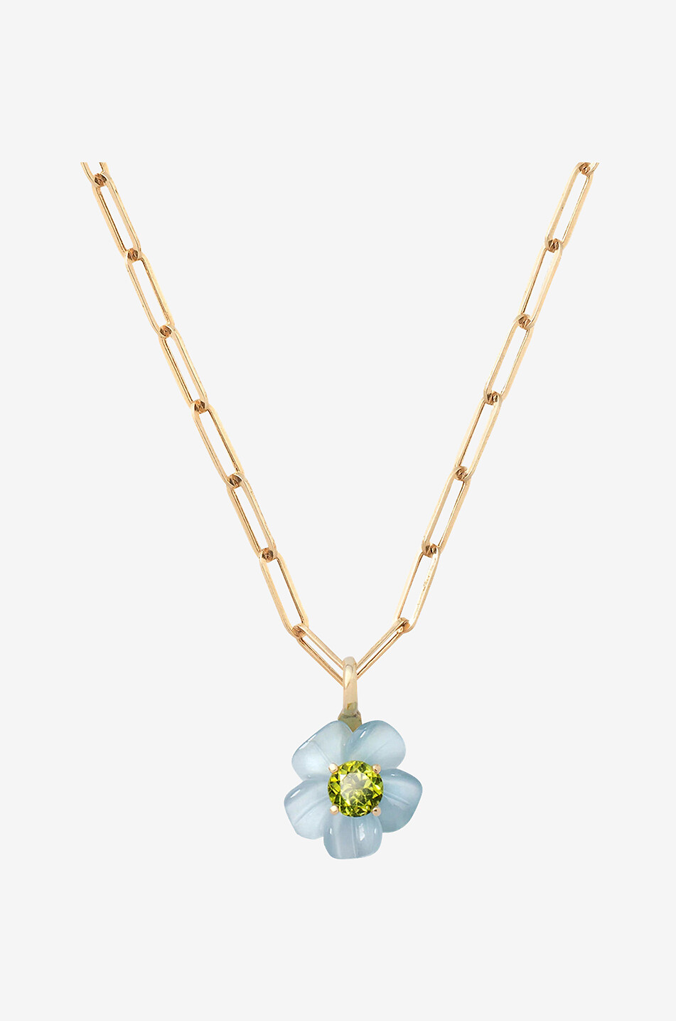 SOPHIE JOANNE Island Flower Small yellow gold pendant with aquamarine and peridot Women BLUE 1
