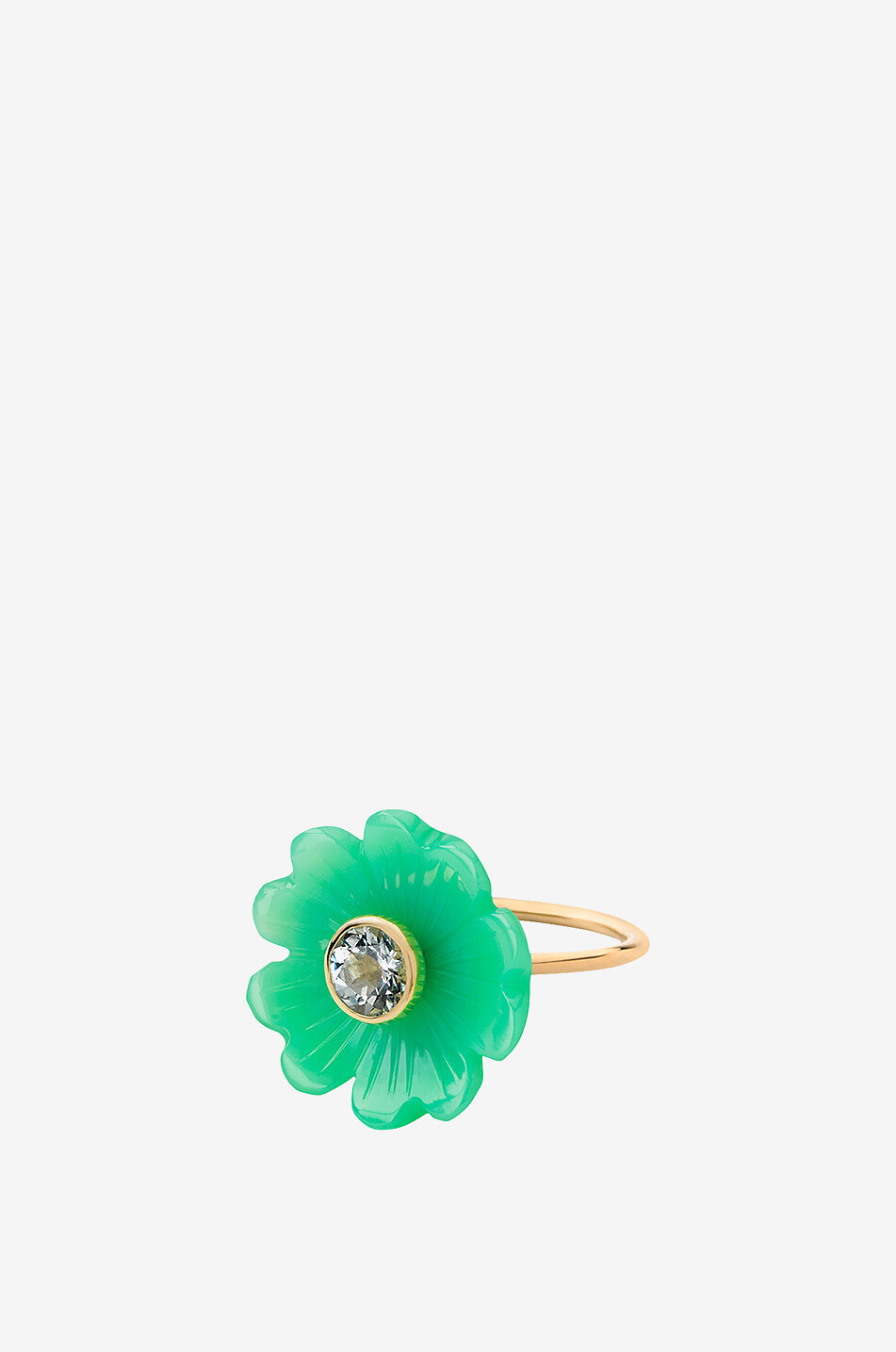 SOPHIE JOANNE Flower Small yellow gold ring adorned with chrysoprase and peridot Women GREEN 1