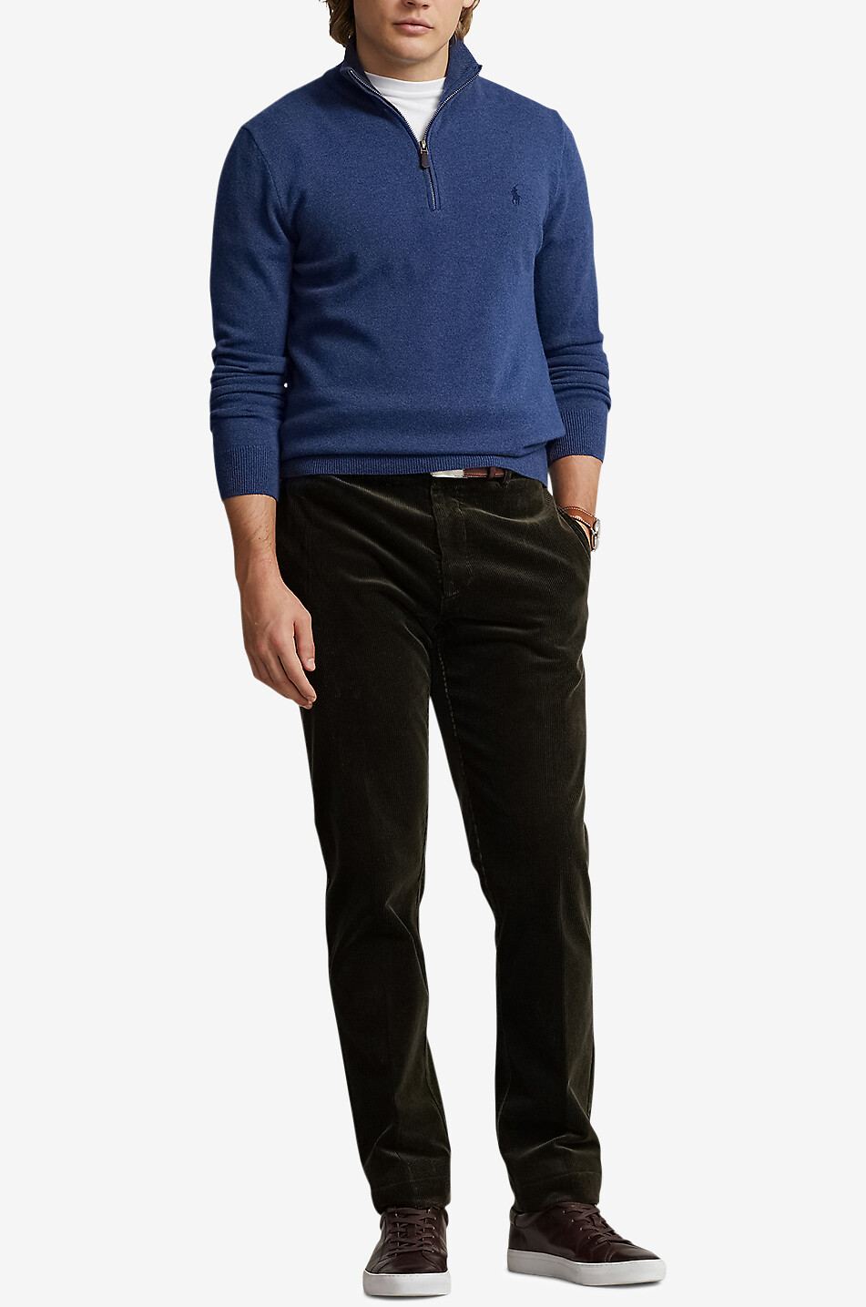 POLO RALPH LAUREN Pony half-zip stand-up collar wool jumper Men MEDIUM BLUE 4